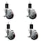 Service Caster 3.5'' SS Maroon Poly Swivel 1-3/4'' Expanding Stem Caster Set with Brake, 4PK SCC-SSEX20S3514-PPUB-MRN-TLB-134-4 - alternate 1